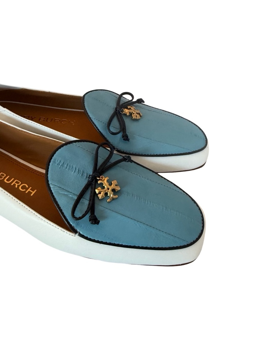 Tory Burch Charm Two Tone Loafers Slip-On Flats Shoes Leather Size 9 Women's - Picture 5 of 15